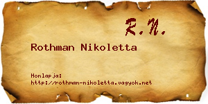 Rothman Nikoletta névjegykártya